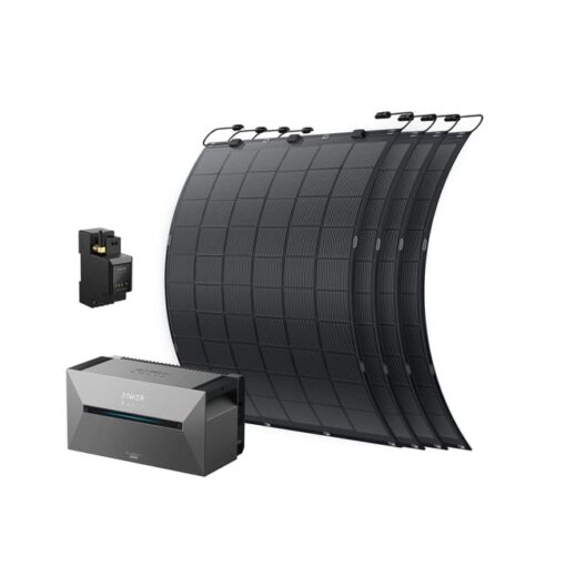 Anker SOLIX Solarbank 2 E1600 Pro con 4 paneles solares flexibles FS20, kit de estación de energía fotovoltaica para balcón de 900 W, listo para usar