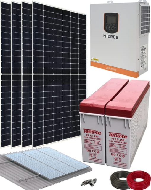 Kit Solar Aislada Caseta 3000W 10kWh/día con batería AGM