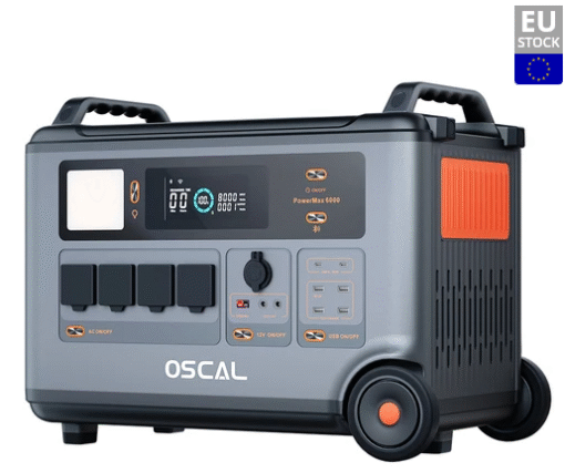 Blackview Oscal PowerMax 6000 6000W Rugged Power Station, 3600Wh to 57600Wh LiFePO4 Battery, 14 Outlets, 120V/240V Dual Voltage Output, 3500+ Life Circle, Smart APP Control, 5 LED Light Modes, Morse Code Signal